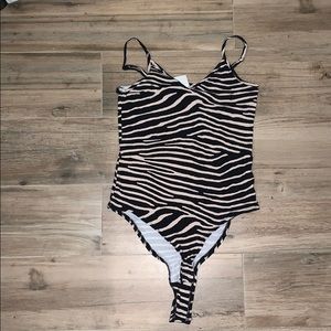 Zebra print body suit